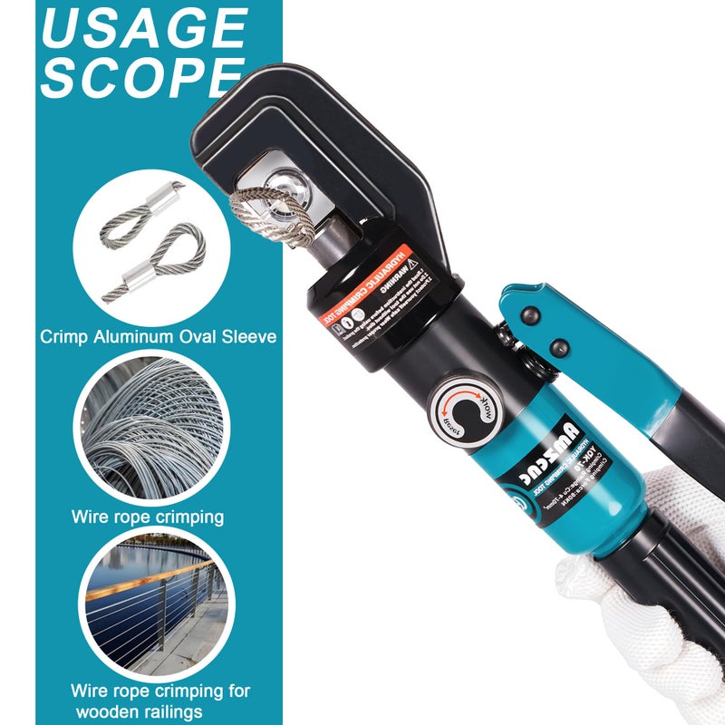 AMZCNC Wire Rope Crimping Tool Kit, Swaging Tool for Aluminum Ferrules and Oval Sleeves, 3/64''â€“3/16'', Stainless Steel, with Wire Cutter - Image 5