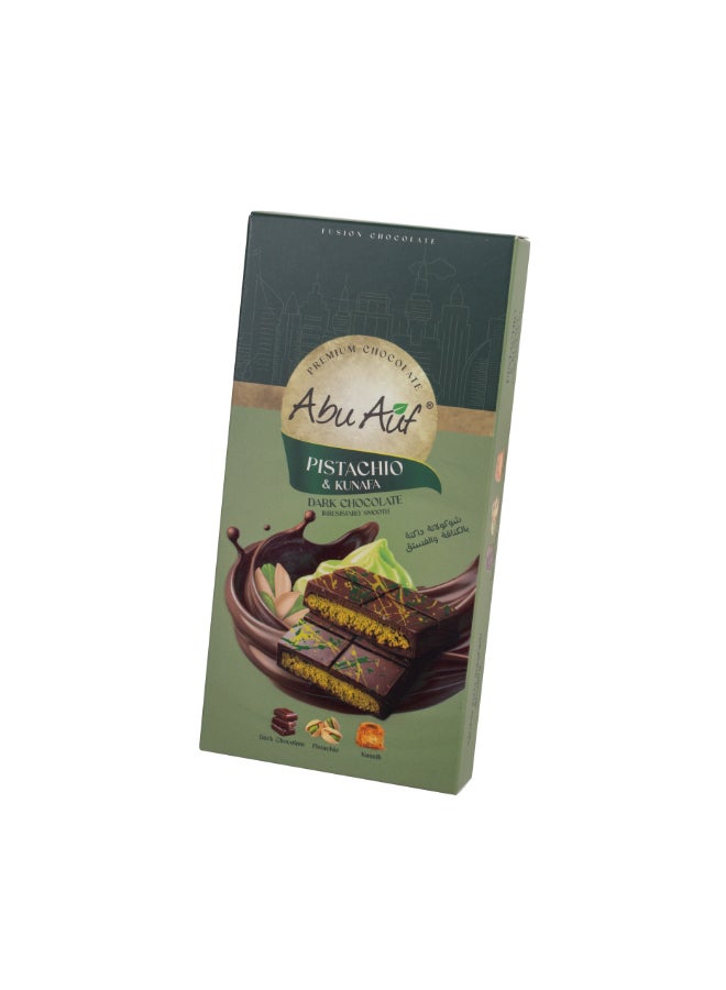Abu Auf Pistachio & Kunafa Premium Dark Chocolate Bar 190g - Image 1