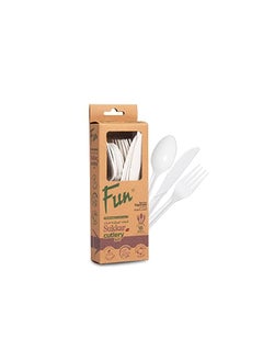 Fun Sukkar disposable Cutlery Set (Spoon, Fork, Knife) - Ideal for Eating Salad, Dessert, Appetizer, Fruit Salad, Chinese Food & more| Handwash-Safe |Dinner Spoon,fork and knife (Pack of 18)  - Image 4