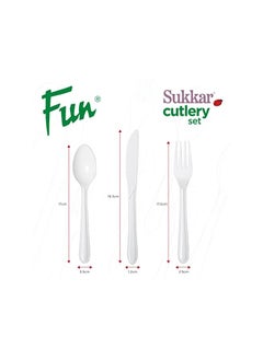 Fun Sukkar disposable Cutlery Set (Spoon, Fork, Knife) - Ideal for Eating Salad, Dessert, Appetizer, Fruit Salad, Chinese Food & more| Handwash-Safe |Dinner Spoon,fork and knife (Pack of 18)  - Image 3