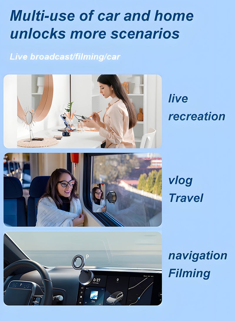Aijmil فراغ المغناطيسي شفط كأس الهاتف جبل 360 ° دوران قاعدة HandsFree قابل للتعديل حامل الهاتف السيارة المغناطيسي حامل الهاتف المغناطيسي مناسبة للسيارة / صالة الألعاب الرياضية / مرآة / سطح سلس - Image 5