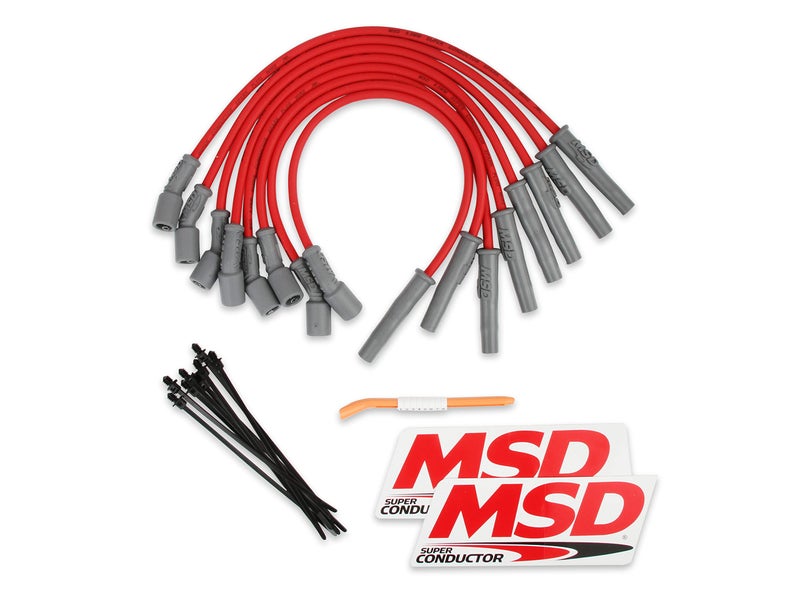 MSD 31639 Super Conductor Spark Plug Wire Set Red