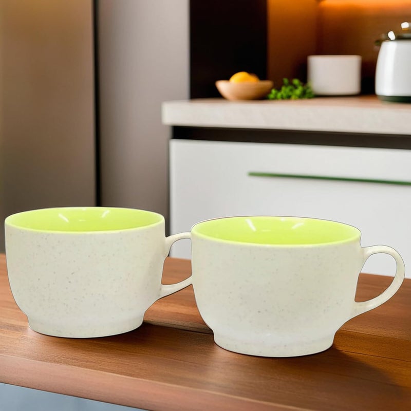 Kittens KITTENS Lime White Shade Speckled Surface Coffee Mug, 375ml Tea and Coffee Mugs Set of 4, Microwave & Dishwasher Safe, Hand Painted, Aesthetic Tea Cup Ideal for Home & Office - Image 3