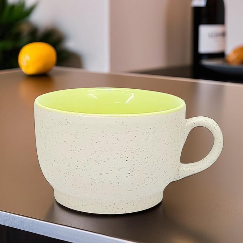 Kittens KITTENS Lime White Shade Speckled Surface Coffee Mug, 375ml Tea and Coffee Mugs Set of 4, Microwave & Dishwasher Safe, Hand Painted, Aesthetic Tea Cup Ideal for Home & Office - Image 5
