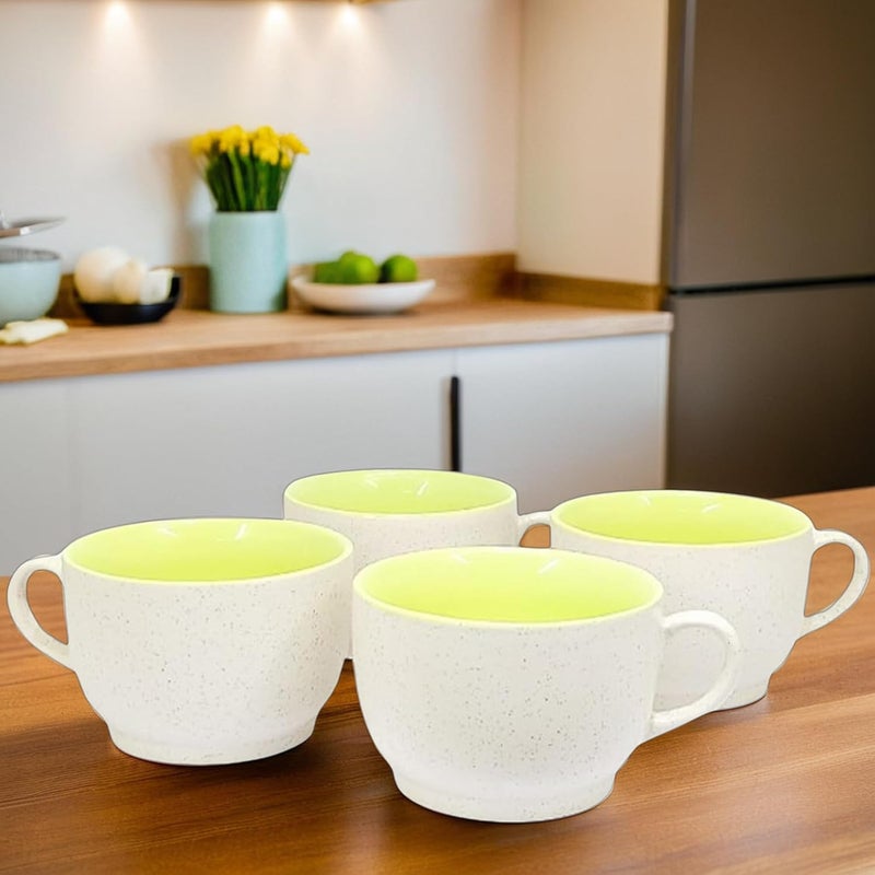 Kittens KITTENS Lime White Shade Speckled Surface Coffee Mug, 375ml Tea and Coffee Mugs Set of 4, Microwave & Dishwasher Safe, Hand Painted, Aesthetic Tea Cup Ideal for Home & Office - Image 2