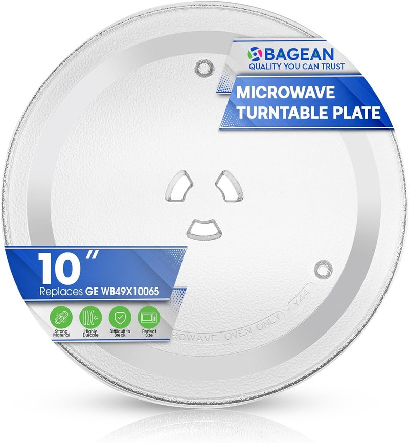 Bagean طبق ميكروويف بديل 10 بوصة يناسب WB49X10065 طبق دوار ميكروويف GE - طبق زجاجي بديل دقيق لطبق دوار الميكروويف - طبق فرن لتحسين إعادة التسخين والطهي - Image 1