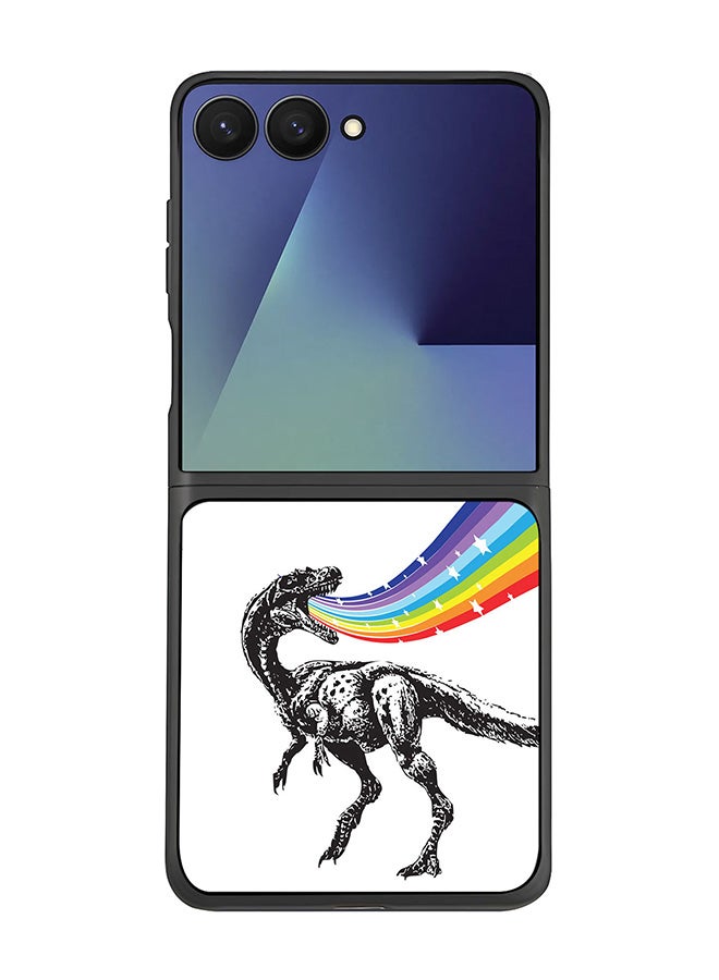 Stylizedd For Samsung Galaxy Z Flip7 Case,Slim fit Camera Protection, Shockproof Thin Phone cover  - Rainbow Dino