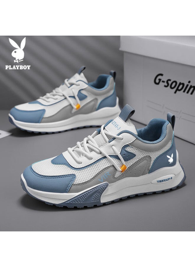 Playboy Men's Dad Shoes Summer Shoes Men's Mesh Casual Shoes Thick-soled Breathable Sports Shoes White Moon 42 - Image 4