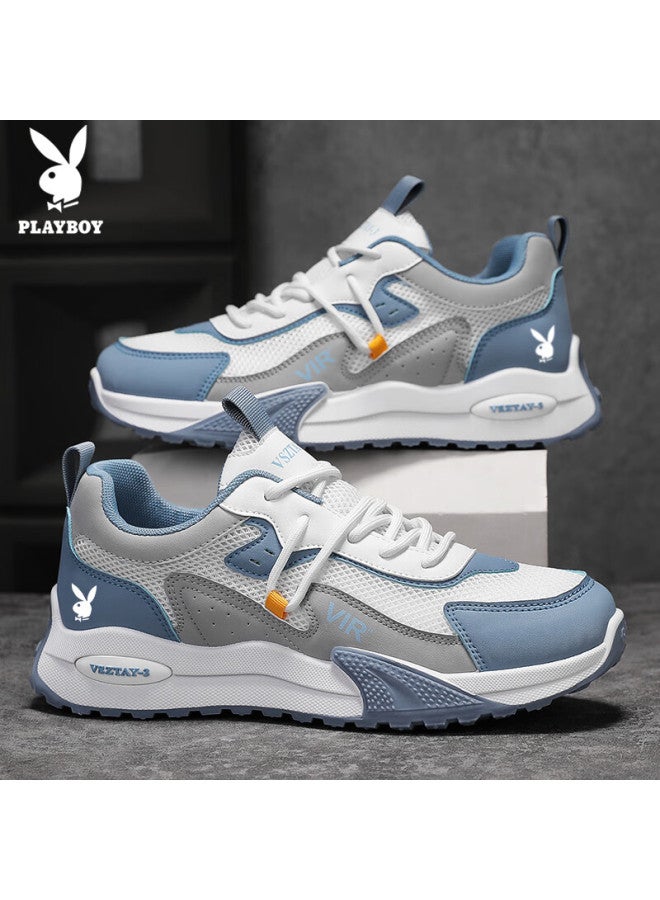 Playboy Men's Dad Shoes Summer Shoes Men's Mesh Casual Shoes Thick-soled Breathable Sports Shoes White Moon 42 - Image 3