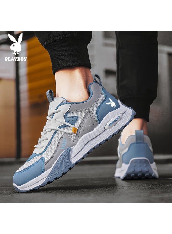 Playboy Men's Dad Shoes Summer Shoes Men's Mesh Casual Shoes Thick-soled Breathable Sports Shoes White Moon 42 - Image 1
