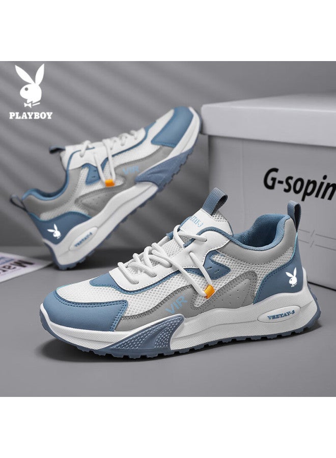 Playboy Men's Dad Shoes Summer Shoes Men's Mesh Casual Shoes Thick-soled Breathable Sports Shoes White Moon 42 - Image 5