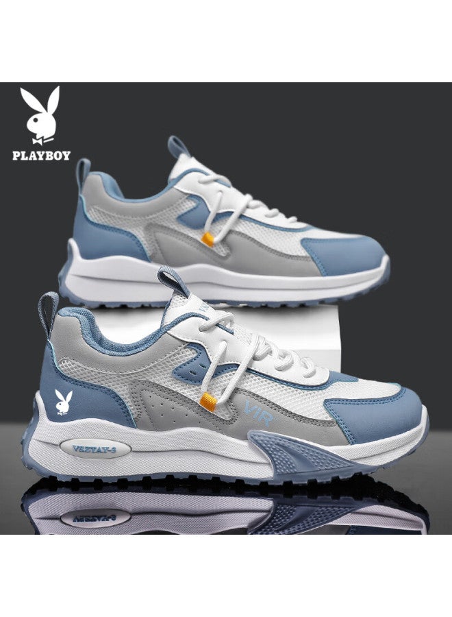 Playboy Men's Dad Shoes Summer Shoes Men's Mesh Casual Shoes Thick-soled Breathable Sports Shoes White Moon 42 - Image 2
