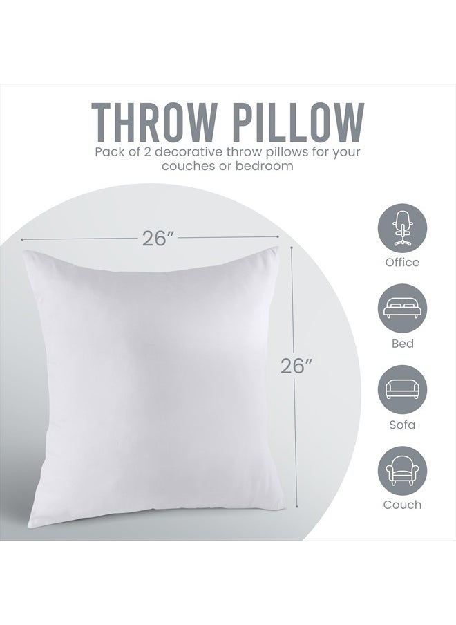 Utopia Bedding - Throw Pillows Insert (Pack of 2, White) - 26 x 26 Inches Bed and Couch Pillows - Indoor Decorative Pillows - Image 1