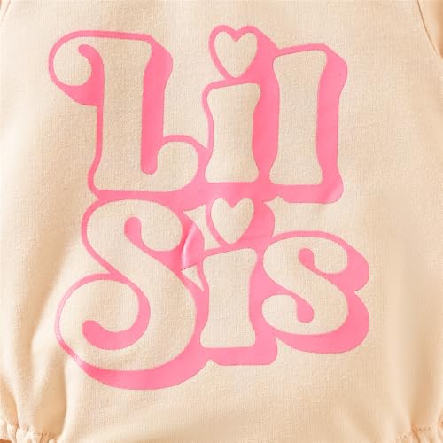 Aoty Big Sister Big Brother Little Sister Little Brother Matching outfits toddler Baby Girl Boy Sweatshirt outfits (US, Age, 0 Months, 3 Months, Beige-Little Sister) - Image 4