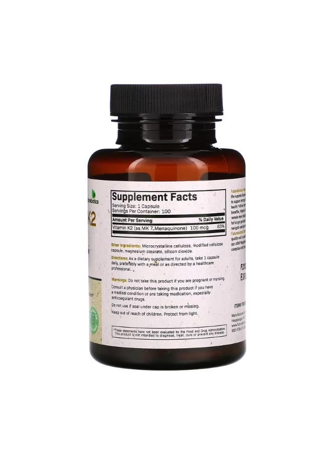 فيوتشر بايوتكس Vitamin K2 as MK7 100 mcg 100 Vegetarian Capsules - Image 2