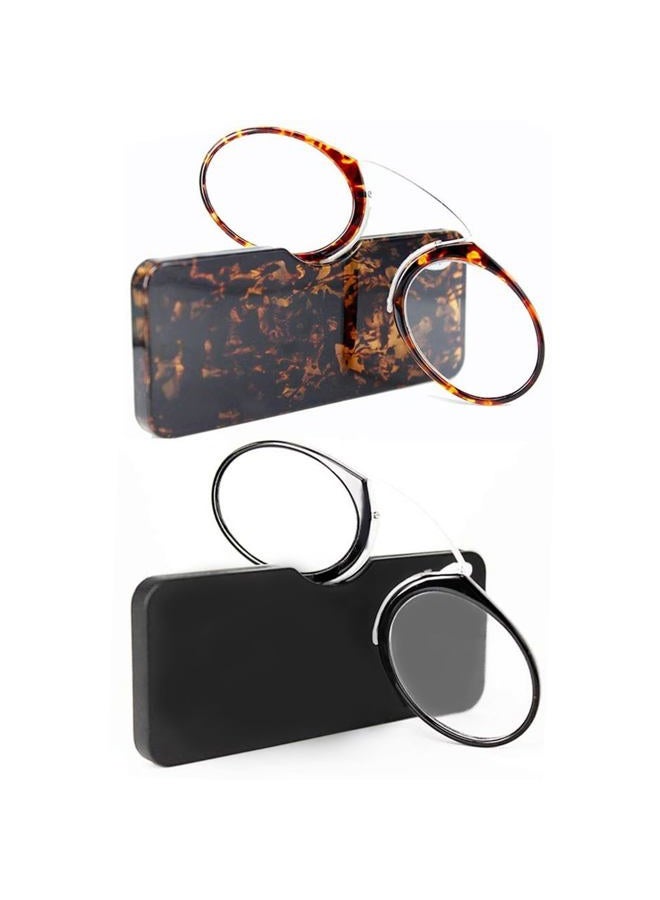 REAVEE 2 Pack Nose Resting Pinching Reading Glasses Women Men No Temple Armless Readers Ultra Thin with Mini Portable Case +2.5 - Image 1