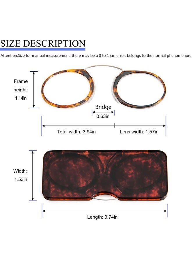 REAVEE 2 Pack Nose Resting Pinching Reading Glasses Women Men No Temple Armless Readers Ultra Thin with Mini Portable Case +2.5 - Image 2
