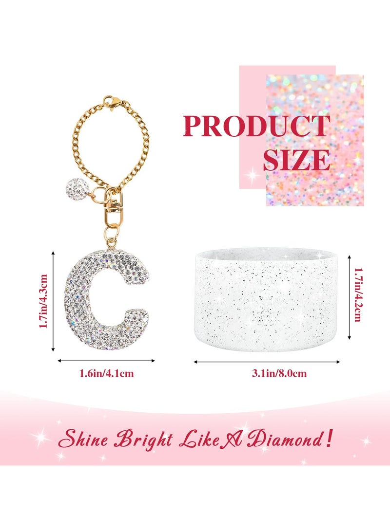 CMGTYYD Water Bottle Accessories Set for Stanley Cup 30&40Oz, Letter Charms, Diamond Straw Topper, Glitter Silicone Boot & Sticker, Bow Straw Cover - Image 3