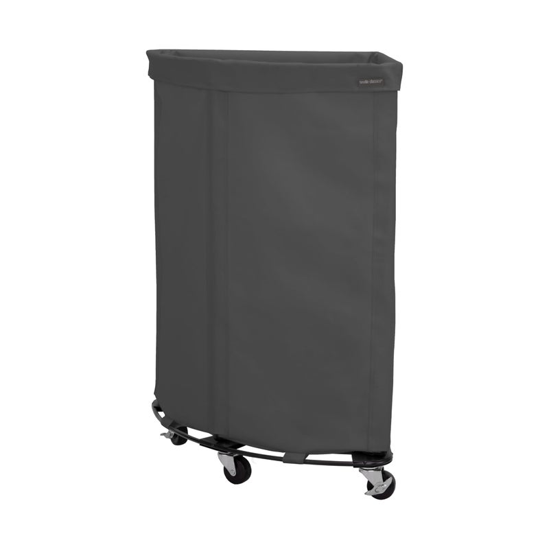 Seville Classics Large Commercial Heavy Duty Rolling Steel Frame Laundry Hamper Canvas Cart Bin, w/Wheels for Hotel, Home, Closet, Bedroom, Gray, Corner 17.7â€ D x 24.0â€ W - Image 1