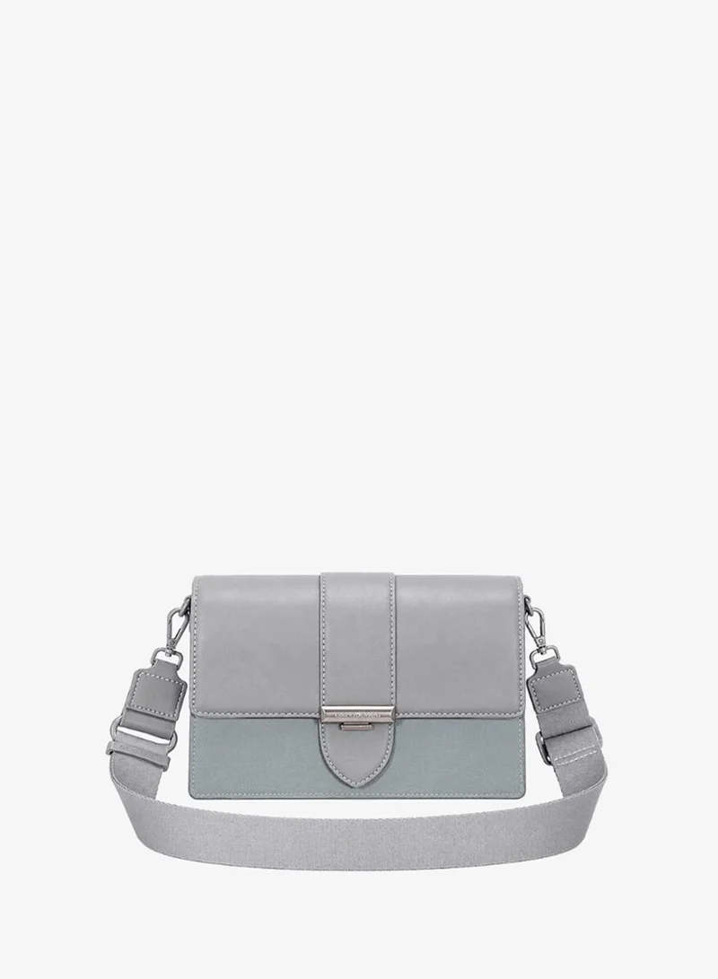 David Jones David Jones leather shoulder and cross body bag with flap- cross body leather and textile messenger purse with adjustable strap model cm7728
