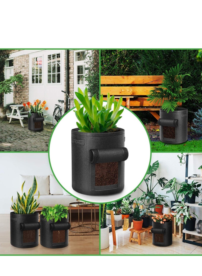 SYOSI 3 عبوات أكياس زراعة الخضروات كيس زراعي بنمط تنفس قماش غير محاكٍ لأواني النباتات مع مقبض حاويات الزراعة الداخلية والخارجية للخضار والزهور والفواكه 7 جالون - Image 5