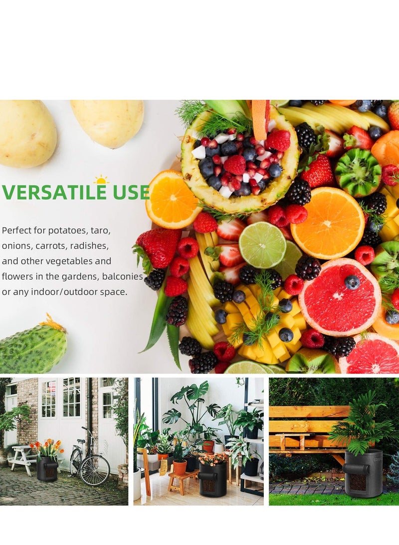 SYOSI 3 عبوات أكياس زراعة الخضروات كيس زراعي بنمط تنفس قماش غير محاكٍ لأواني النباتات مع مقبض حاويات الزراعة الداخلية والخارجية للخضار والزهور والفواكه 7 جالون - Image 2