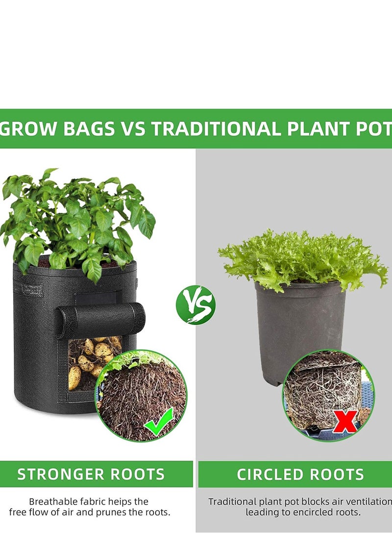 SYOSI 3 عبوات أكياس زراعة الخضروات كيس زراعي بنمط تنفس قماش غير محاكٍ لأواني النباتات مع مقبض حاويات الزراعة الداخلية والخارجية للخضار والزهور والفواكه 7 جالون - Image 3