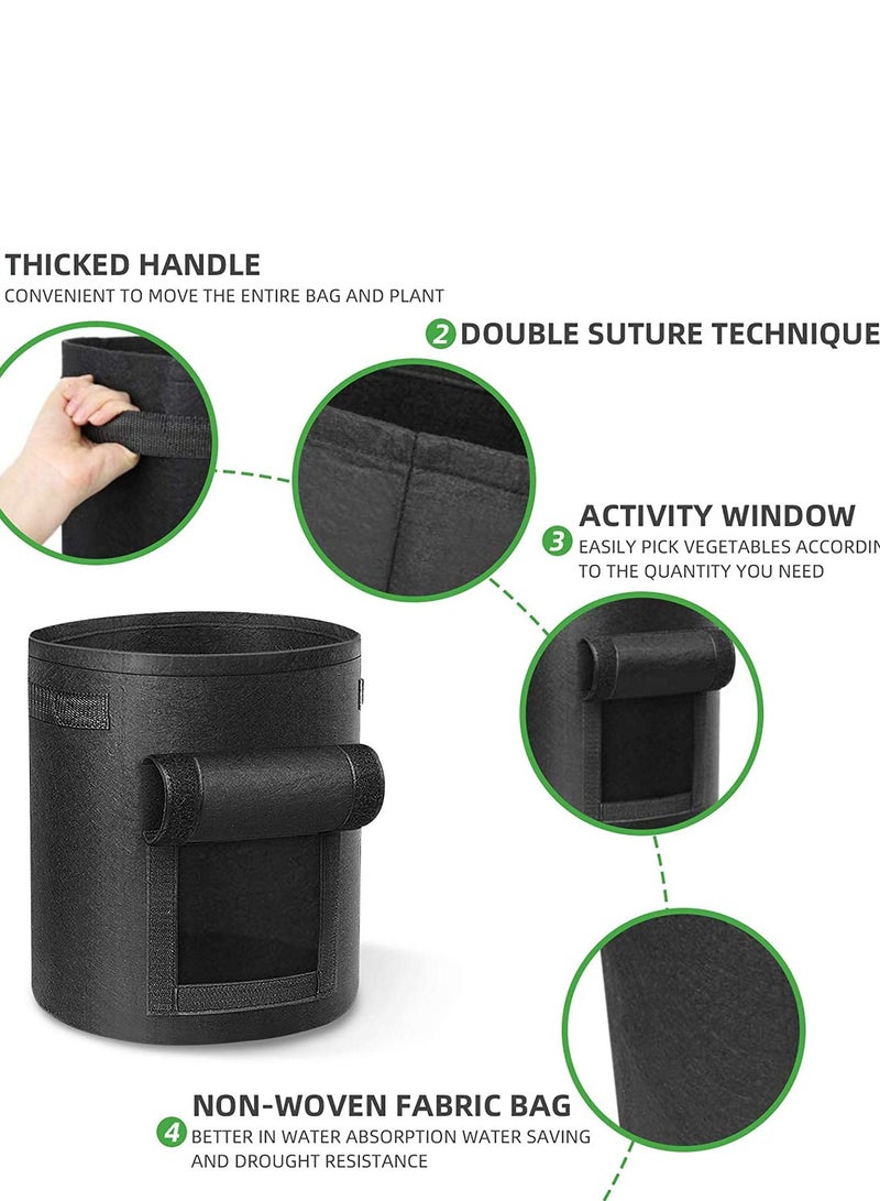 SYOSI 3 عبوات أكياس زراعة الخضروات كيس زراعي بنمط تنفس قماش غير محاكٍ لأواني النباتات مع مقبض حاويات الزراعة الداخلية والخارجية للخضار والزهور والفواكه 7 جالون - Image 4