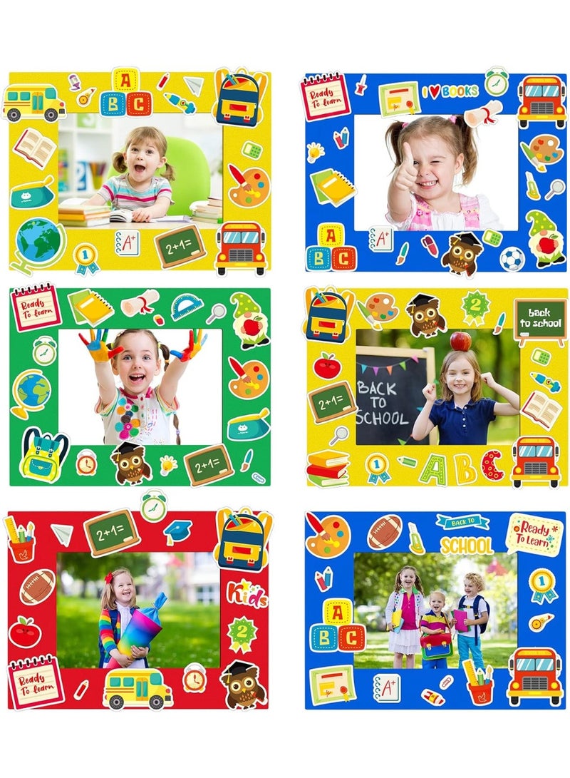 40 Pcs Kids Back to School Picture Frame Craft Kit, First Day of School Foam Picture Frames Crafts DIY Photo Frames Back to School Stickers Science Stickers for Students Home Classroom(School)