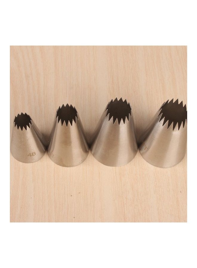 طقم فوهات من الستانلس ستيل للبسكويت والكيك مكون من 4 قطع فضي 13x18x6سم - Image 3