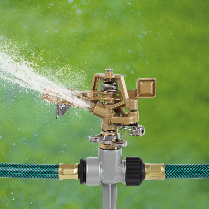 Biswing 2 Pack Impact Sprinklers with Stand (Spike), Heavy Duty Zinc Alloy Lawn Sprinkler Head on Spike Base, Adjustable Watering Sprinkler for Large Area Grass Yards Patio Garden Irrigation - Image 5