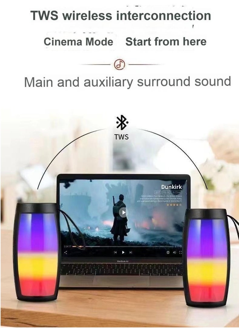 Generic Portable Bluetooth Speaker with LED Light Show | Wireless TWS Stereo Sound | HiFi Bass | Supports TF Card, USB, FM Radio | Long Battery Life | CE Certified  - Image 4