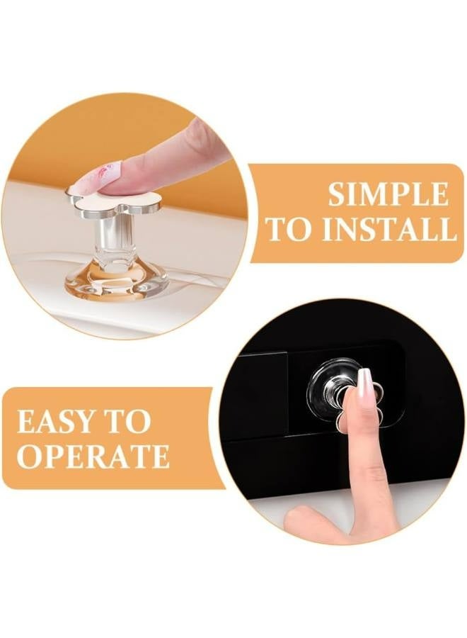 2 Pcs Flower Shaped Toilet Tank Button Toilet Press Tool Women Manicures Toilet Lid Cover Lifter Handle Sticky Drawer Pull Knob for Bathroom Flush Tank Button Aid  - Image 5