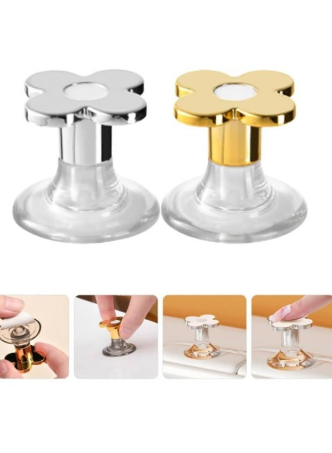 2 Pcs Flower Shaped Toilet Tank Button Toilet Press Tool Women Manicures Toilet Lid Cover Lifter Handle Sticky Drawer Pull Knob for Bathroom Flush Tank Button Aid  - Image 3