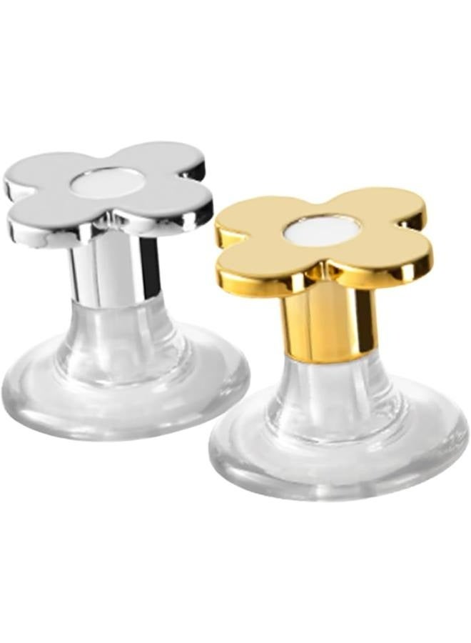 2 Pcs Flower Shaped Toilet Tank Button Toilet Press Tool Women Manicures Toilet Lid Cover Lifter Handle Sticky Drawer Pull Knob for Bathroom Flush Tank Button Aid  - Image 1