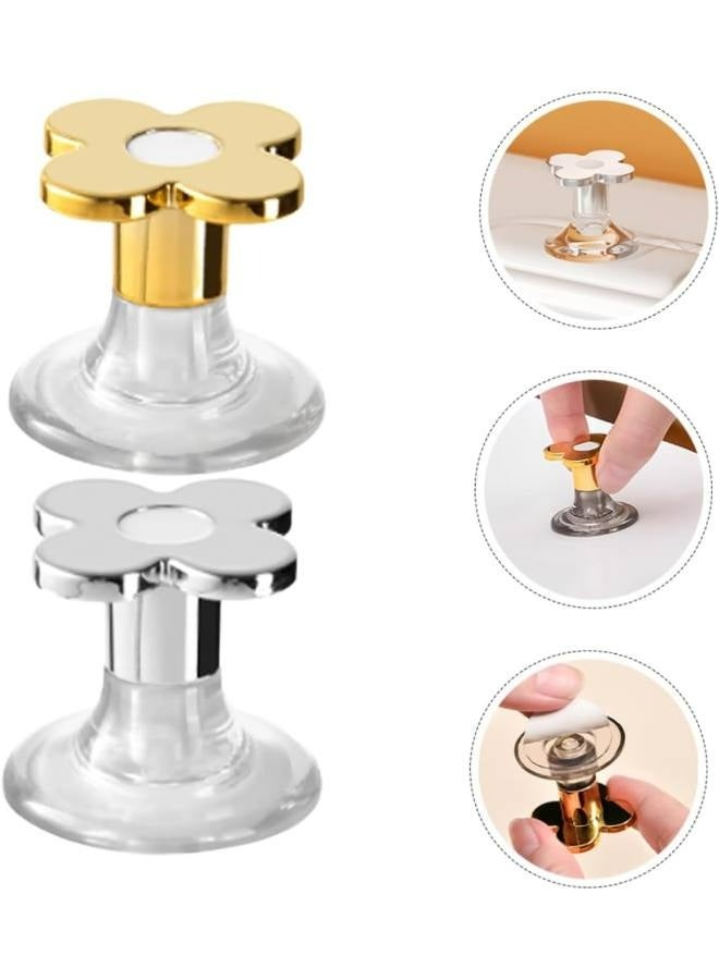 2 Pcs Flower Shaped Toilet Tank Button Toilet Press Tool Women Manicures Toilet Lid Cover Lifter Handle Sticky Drawer Pull Knob for Bathroom Flush Tank Button Aid  - Image 4