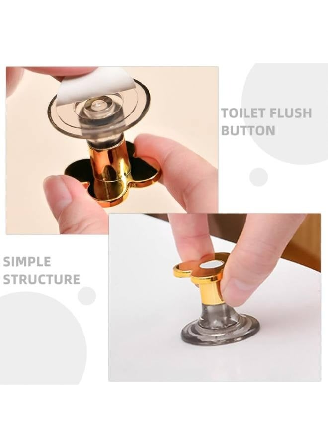 2 Pcs Flower Shaped Toilet Tank Button Toilet Press Tool Women Manicures Toilet Lid Cover Lifter Handle Sticky Drawer Pull Knob for Bathroom Flush Tank Button Aid  - Image 2