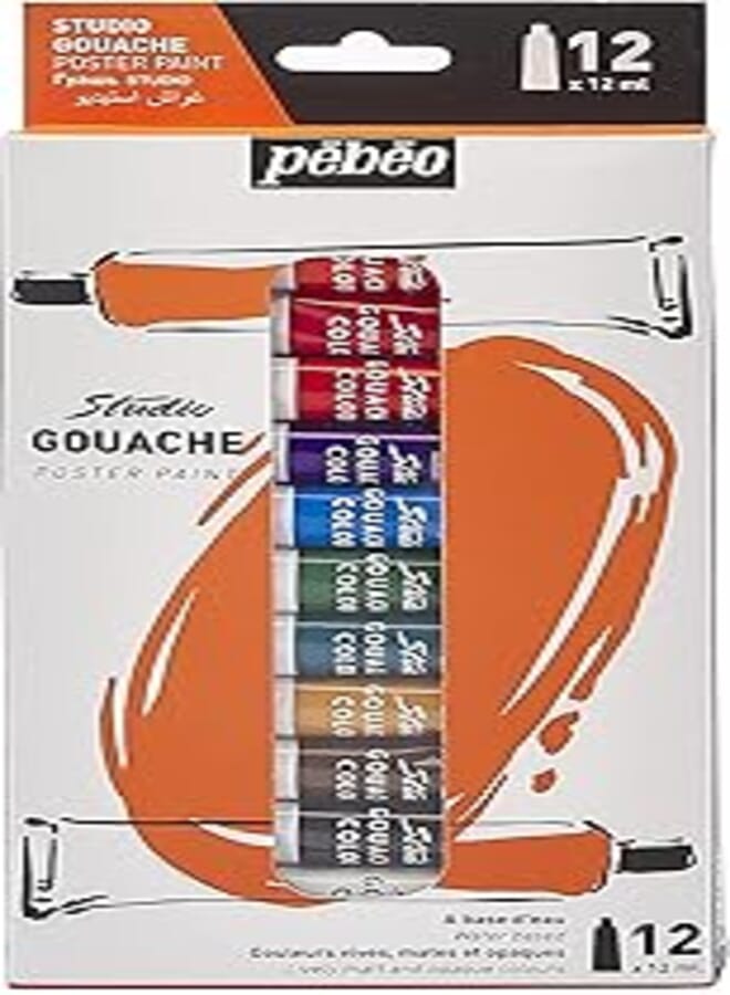 Pebeo Gouache, Assorted, 12x12ml