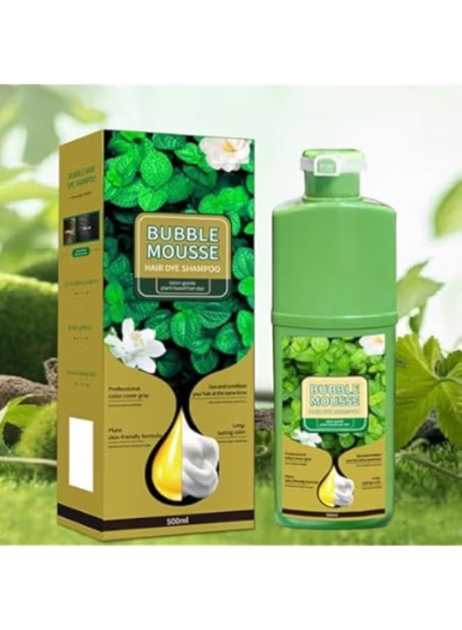 Bright Face Bubble Mousse Hair Dye Dark Brown Shampoo Plant-based Formula 500ml - Image 1