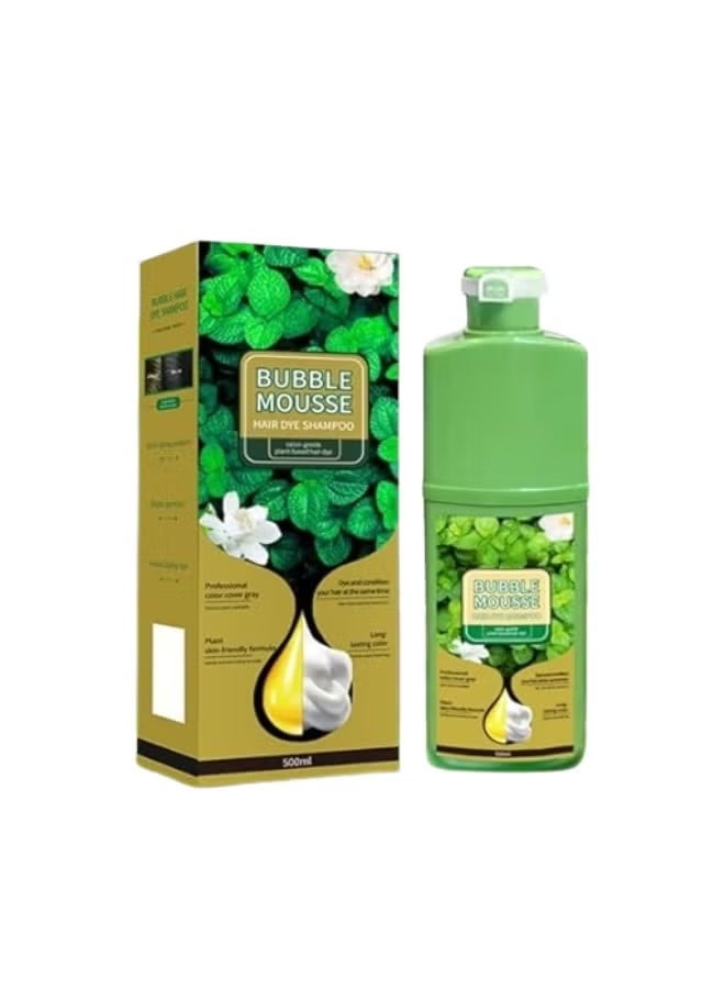 Bright Face Bubble Mousse Hair Dye Dark Brown Shampoo Plant-based Formula 500ml - Image 2