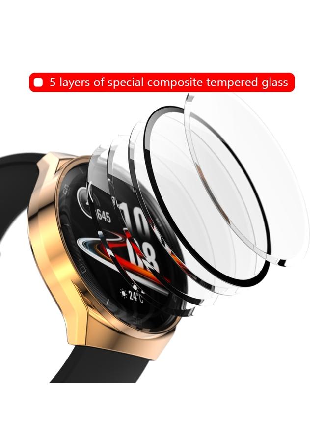 إيروريكس واقي شاشة 2 في 1 من الزجاج المقوى لساعة هواوي Gt2E + جراب كمبيوتر مطلي بالكامل (ذهبي وردي) - Image 4
