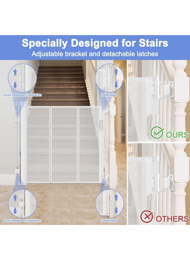 BETERTEK Reinforced Retractable Baby Gates for Stairs 55 Inch Reinforced Strip Baby Stair Gate Retractable Dog Gate for Stairs Retractable Gate for Stair Post, Banister to Banister, Banister to Wall, Doorway  - Image 2