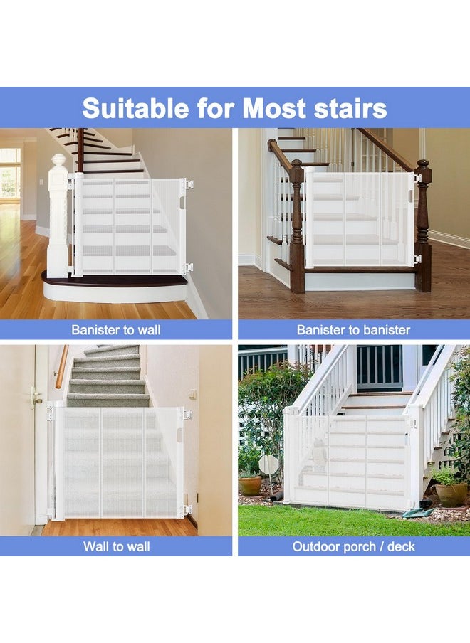 BETERTEK Reinforced Retractable Baby Gates for Stairs 55 Inch Reinforced Strip Baby Stair Gate Retractable Dog Gate for Stairs Retractable Gate for Stair Post, Banister to Banister, Banister to Wall, Doorway  - Image 3