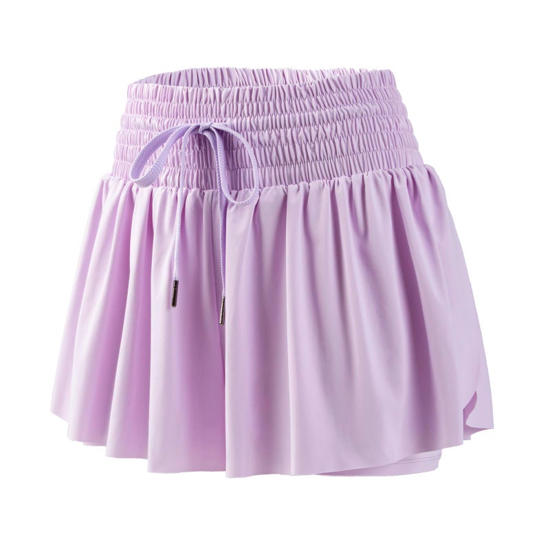 Blaosn Flowy Athletic Shorts for Women Workout Running Gym Yoga Sport Active High Waisted with Pockets Spandex Sweat Skort Pants Butterfly Tennis Skirt Cute Comfy Trendy Clothes Casual Summer Lavender 2XL - Image 5