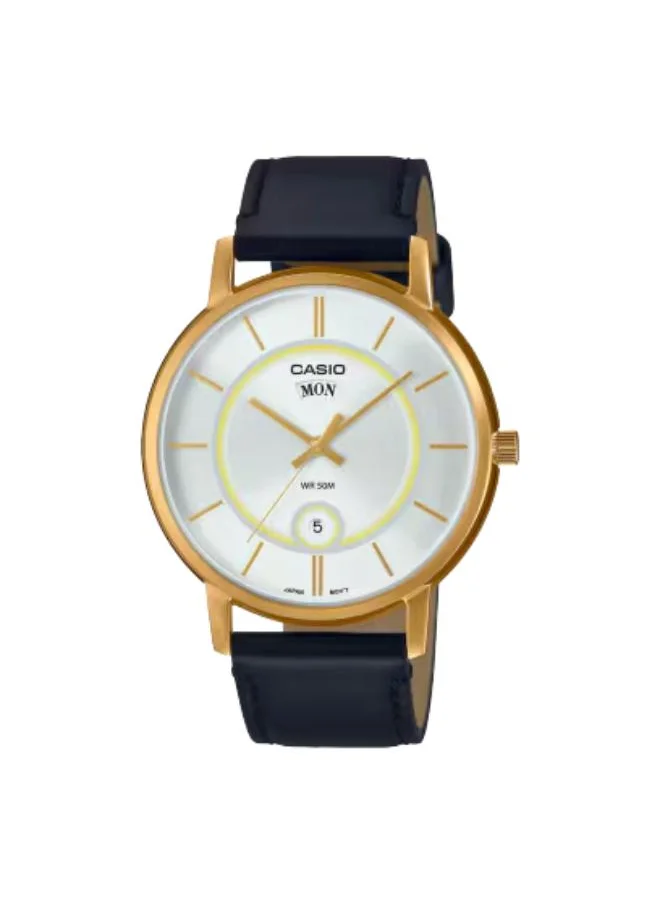 CASIO Men's Analog Display Watch With Black Leather Strap - MTP-B120GL-7AVDF