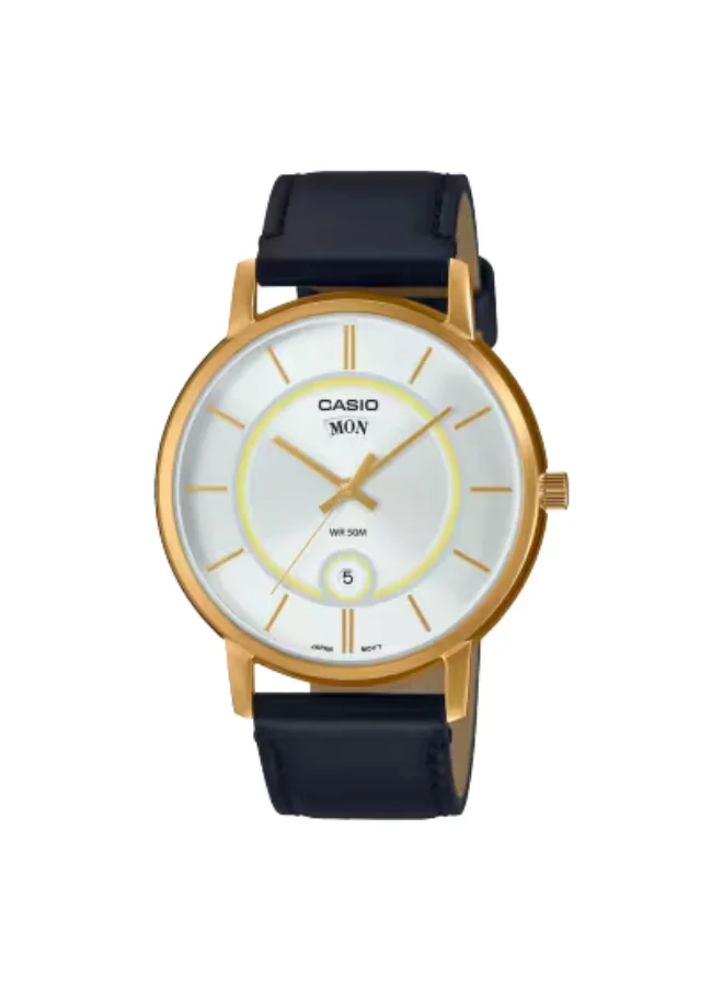 كاسيو Men's Leather Analog Watch MTP-B120GL-7AVDF - 41 mm