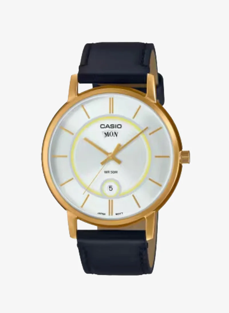 CASIO Men's Leather Analog Watch MTP-B120GL-7AVDF - 41 mm