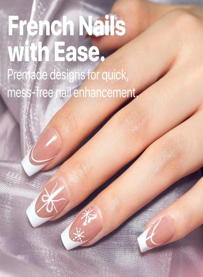 SXC Cosmetics French Tip Press On Nails Brown Series, Small Coffin X-Pro Tips Starter Kit - Image 2