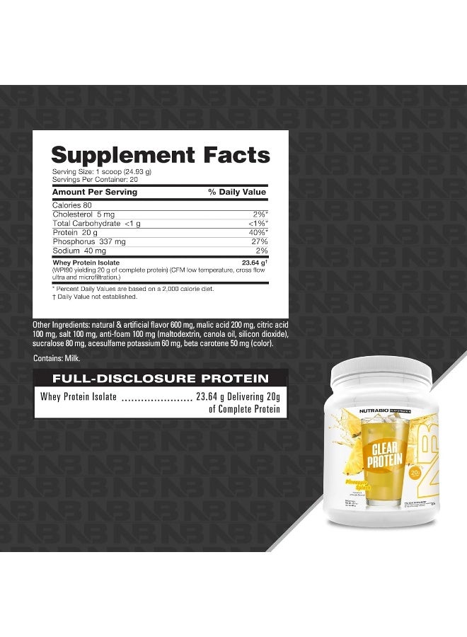 NutraBio Clear Whey Protein Isolate – Pure Whey Isolate For Men And Women, Delicious Fruit Flavors – Non-Gmo, Zero Lactose - Pineapple Splash, 20 Servings - Image 5