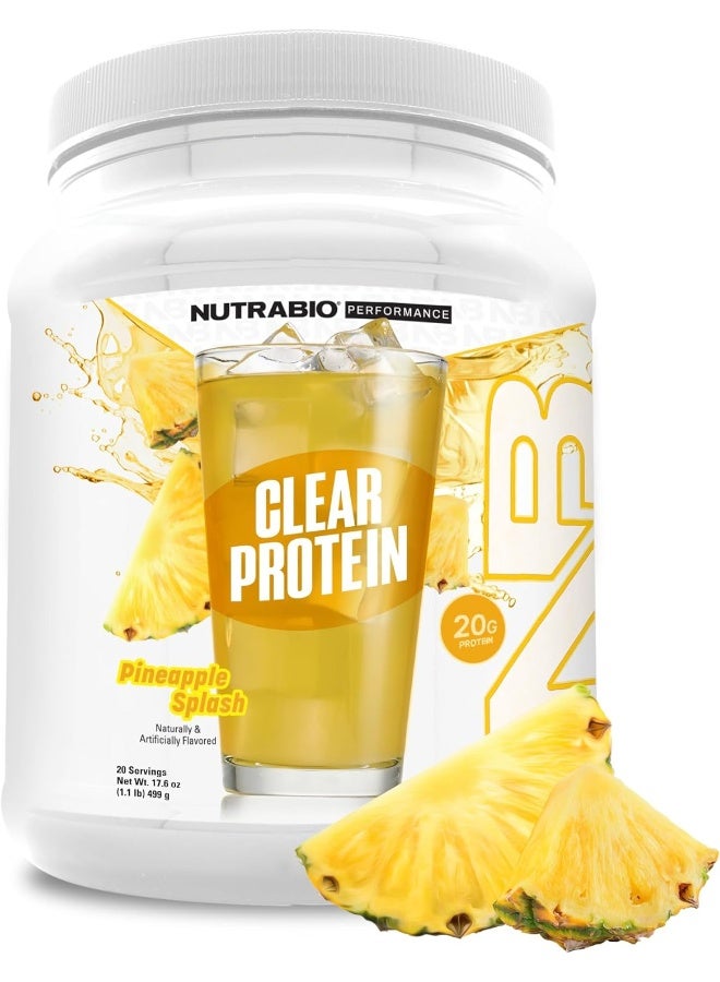 NutraBio Clear Whey Protein Isolate – Pure Whey Isolate For Men And Women, Delicious Fruit Flavors – Non-Gmo, Zero Lactose - Pineapple Splash, 20 Servings - Image 1